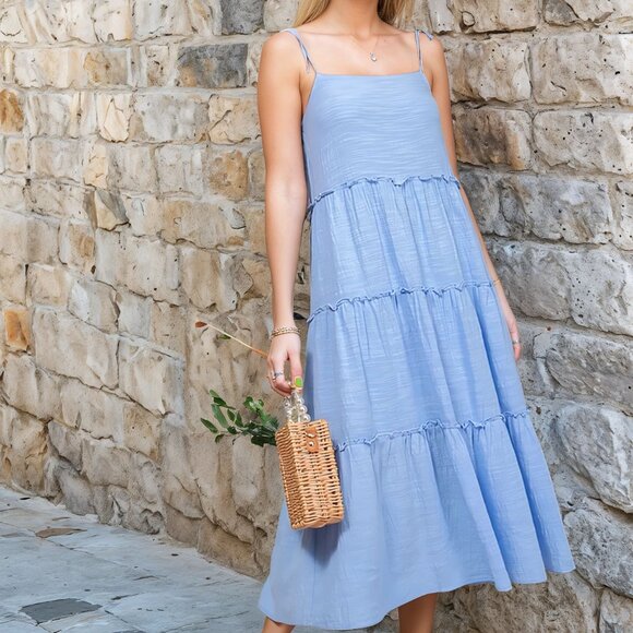 Lumiere Boho Tiered Midi Dress-medium - Picture 2 of 2